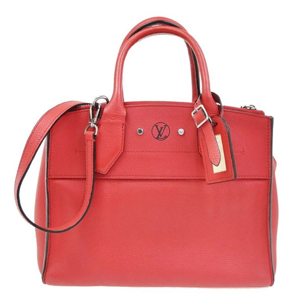 Louis Vuitton City Steamer Leather Red Leather Handbag